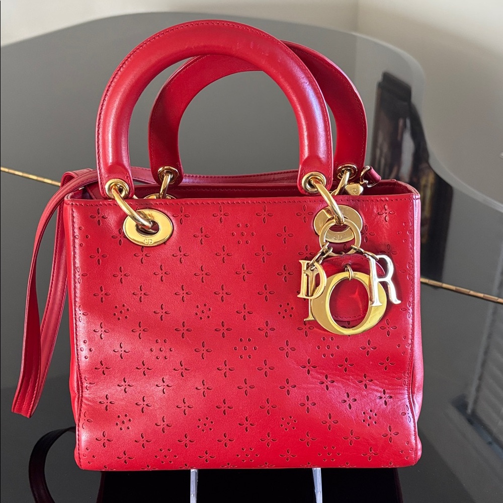 ⚜️⚜️Authentic Vintage Lady Dior Rare Red Leather ⚜️⚜️